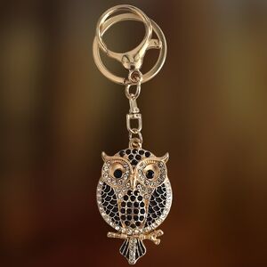 Adorable Black Crystal Owl Hand Bag / Keychain